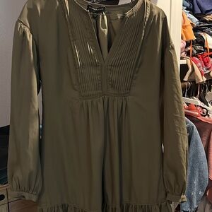 Banana Republic Khaki Blouse with Pleated Front